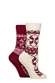 Women's 2 Pair SOCKSHOP Wildfeet Thermal Socks - Snow / Pink