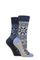 Women's 2 Pair SOCKSHOP Wildfeet Thermal Socks - Grey / Navy