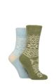 Women's 2 Pair SOCKSHOP Wildfeet Wool Blend Thermal Socks - Winter Fairisle