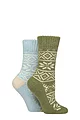 Women's 2 Pair SOCKSHOP Wildfeet Wool Blend Thermal Socks - Winter Fairisle