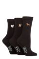 Ladies 3 Pair SOCKSHOP Wildfeet Embroidered Socks - Dogs