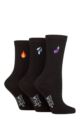 Ladies 3 Pair SOCKSHOP Wildfeet Embroidered Socks - Aubergine / Water / Fire