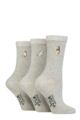 Ladies 3 Pair SOCKSHOP Wildfeet Embroidered Socks - Grey Cats