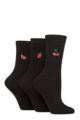 Women's 3 Pair SOCKSHOP Wildfeet Bamboo Embroidered Crew Socks - Fruits