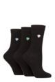 Women's 3 Pair SOCKSHOP Wildfeet Bamboo Embroidered Crew Socks - Hearts