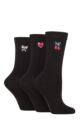 Women's 3 Pair SOCKSHOP Wildfeet Bamboo Embroidered Crew Socks - Cherry Bow