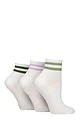 Women's 3 Pair SOCKSHOP Wildfeet Plain Mid Cut Ribbed Crew Socks - White / Green