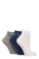 Women's 3 Pair SOCKSHOP Wildfeet Plain Mid Cut Ribbed Crew Socks - White / Navy / Grey Floral