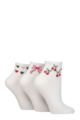 Women's 3 Pair SOCKSHOP Wildfeet Plain Mid Cut Ribbed Crew Socks - Cherry Bow