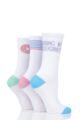 Ladies 3 Pair SOCKSHOP Wildfeet Slogan Cotton Sports Socks - Doughnuts