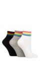 Ladies 3 Pair SOCKSHOP Wildfeet Plain Mid Cut Ribbed Crew Socks - White / Grey / Black Rainbow