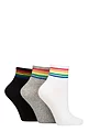 Women's 3 Pair SOCKSHOP Wildfeet Plain Mid Cut Ribbed Crew Socks - White / Grey / Black Rainbow