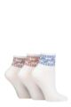 Ladies 3 Pair SOCKSHOP Wildfeet Plain Mid Cut Ribbed Crew Socks - White Paisley