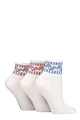 Women's 3 Pair SOCKSHOP Wildfeet Plain Mid Cut Ribbed Crew Socks - White Paisley