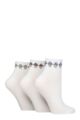 Ladies 3 Pair SOCKSHOP Wildfeet Plain Mid Cut Ribbed Crew Socks - White Mushrooms