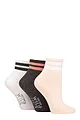 Women's 3 Pair SOCKSHOP Wildfeet Plain Mid Cut Ribbed Crew Socks - Pink / Charcoal / White