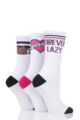 Ladies 3 Pair SOCKSHOP Wild Feet Slogan Cotton Sports Socks - Forever Lazy