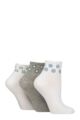 Women's 3 Pair SOCKSHOP Wildfeet Plain Mid Cut Ribbed Crew Socks - Daisy