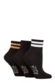 Ladies 3 Pair SOCKSHOP Wildfeet Plain Mid Cut Ribbed Crew Socks - Black