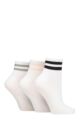 Ladies 3 Pair SOCKSHOP Wildfeet Plain Mid Cut Ribbed Crew Socks - White Grey / Pink / Dark Navy