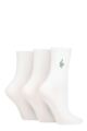 Ladies 3 Pair SOCKSHOP Wildfeet Embroidered Ribbed Socks - White Snake