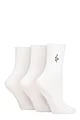 Women's 3 Pair SOCKSHOP Wildfeet Embroidered Ribbed Socks - White Snake