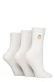Women's 3 Pair SOCKSHOP Wildfeet Embroidered Ribbed Socks - White Peaches