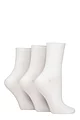 Women's 3 Pair SOCKSHOP Wildfeet Cotton Ribbed Socks - White