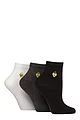 Women's 3 Pair SOCKSHOP Wildfeet Cotton Embroidered Crew Socks - Heart Shaped Lock