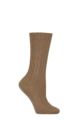 Women's 1 Pair Pantherella Agatha Merino Wool Cable Ribbed Socks - Dark Camel