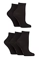 Women's 5 Pair SOCKSHOP Plain and Patterned Bamboo Anklet Socks - Plain Black