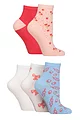 Women's 5 Pair SOCKSHOP Plain and Patterned Bamboo Anklet Socks - Patterned Tuscan Rose