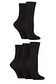 Women's 5 Pair SOCKSHOP Plain, Patterned and Striped Bamboo Socks - Plain Black