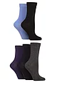 Women's 5 Pair SOCKSHOP Plain, Patterned and Striped Bamboo Socks - Plain Black / Navy / Grey