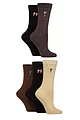 Women's 5 Pair SOCKSHOP Plain, Patterned and Striped Bamboo Socks - Embroidered Cocktail