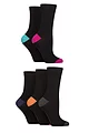 Women's 5 Pair SOCKSHOP Plain, Patterned and Striped Bamboo Socks - Contrast Black Bright