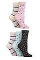 Women's 5 Pair SOCKSHOP Plain, Patterned and Striped Bamboo Socks - Floral