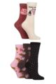 Women's 5 Pair SOCKSHOP Plain, Patterned and Striped Bamboo Socks - Perk Up