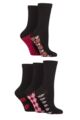 Women's 5 Pair SOCKSHOP Plain, Patterned and Striped Bamboo Socks - Patterned Sole Locked in Love