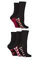 Women's 5 Pair SOCKSHOP Plain, Patterned and Striped Bamboo Socks - Patterned Sole Locked in Love