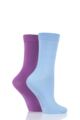 Ladies 2 Pair SOCKSHOP Plain Bamboo Socks with Smooth Toe Seams - Lavish Purple