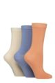 Women's 3 Pair SOCKSHOP Patterned Plain and Striped Bamboo Socks - Plain Crisp Winter