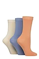 Women's 3 Pair SOCKSHOP Patterned Plain and Striped Bamboo Socks - Plain Crisp Winter