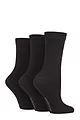 Women's 3 Pair SOCKSHOP Patterned Plain and Striped Bamboo Socks - Black Plain