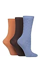 Women's 3 Pair SOCKSHOP Patterned Plain and Striped Bamboo Socks - Textured Crisp Winter