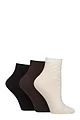 Women's 3 Pair SOCKSHOP Plain and Patterned Bamboo Ankle Socks - Textured Cocoa