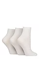 Women's 3 Pair SOCKSHOP Plain and Patterned Bamboo Ankle Socks - Textured White