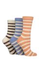Women's 3 Pair SOCKSHOP Patterned Plain and Striped Bamboo Socks - Striped Crisp Winter