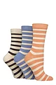 Women's 3 Pair SOCKSHOP Patterned Plain and Striped Bamboo Socks - Striped Crisp Winter