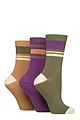 Women's 3 Pair SOCKSHOP Patterned Plain and Striped Bamboo Socks - Striped Wild Terrain
